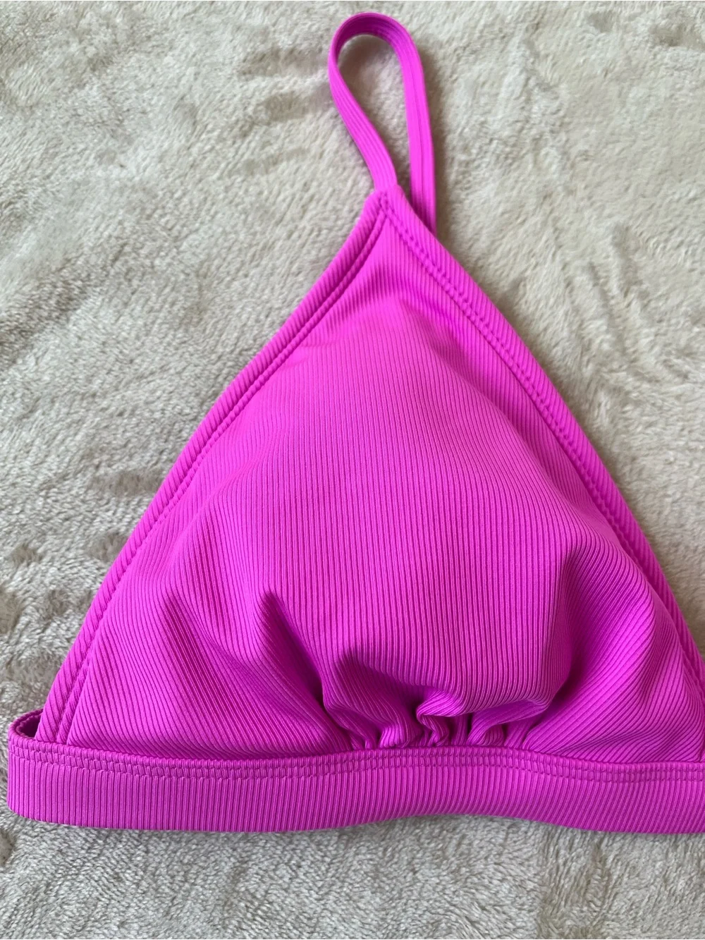 Shade & Shore Women’s Fuchsia Ribbed Triangle Bikini Top Large (12-14) NWT